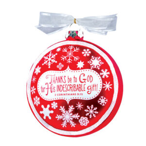 Snowflake Glass Ornament - Red/White Thanks