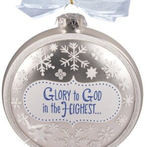 Snowflake Glass Ornament - White/Silver Glory to God
